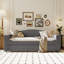 Lit de jour simple rembourré avec couchette, accoudoirs de rangement et système audio Bluetooth, molleton Teddy, beige-118661100-118661103