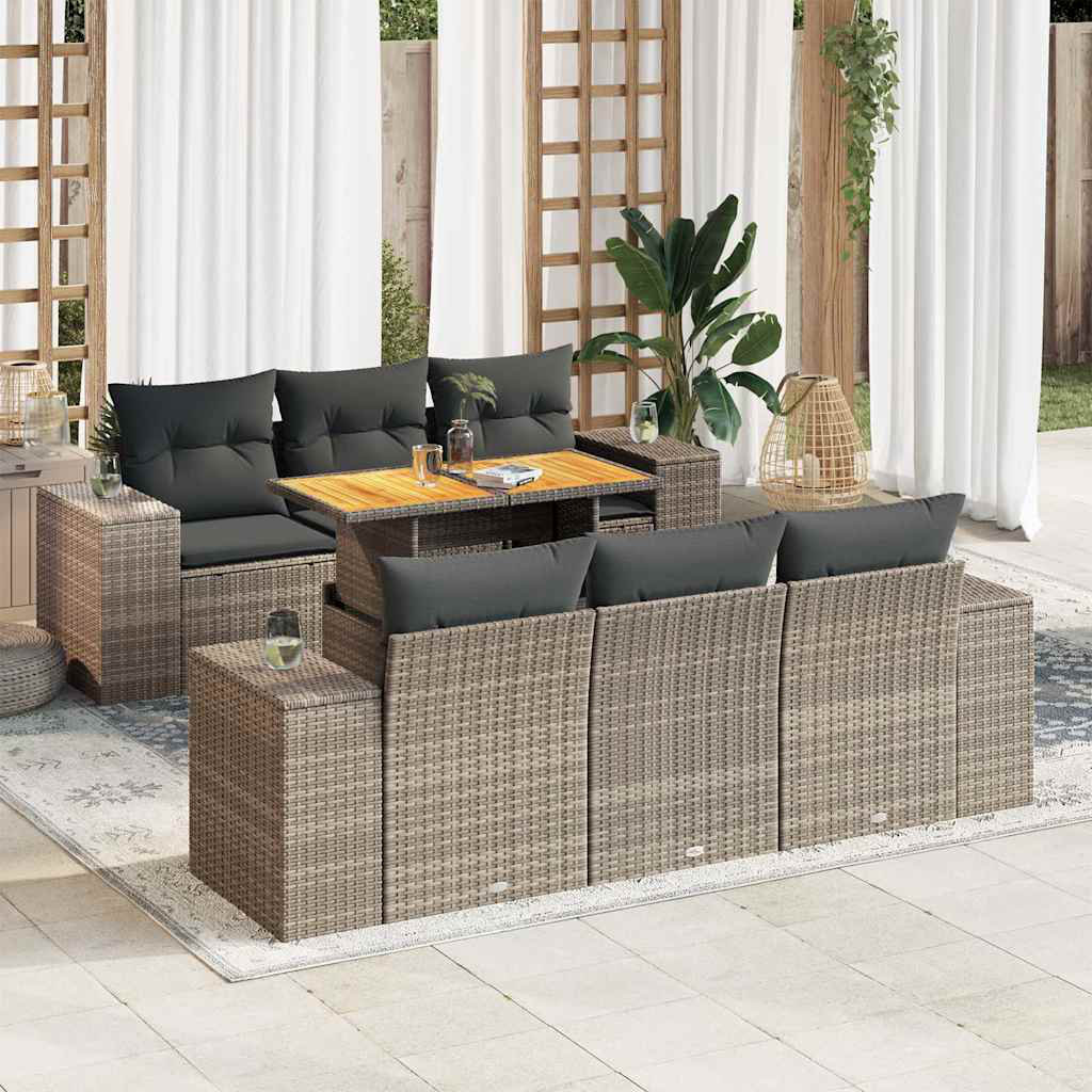 Vidaxl 7-Tlg. Garten-Sofagarnitur Mit Kissen Beige Poly Rattan