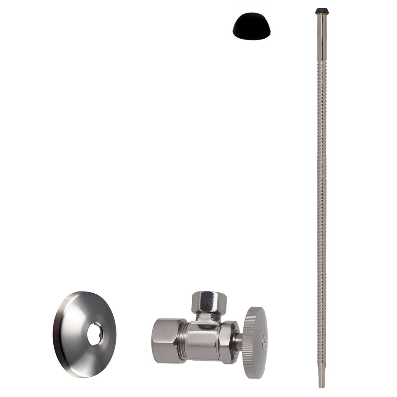 Trousse d'alimentation pour robinet et toilette 5/8 po x 3/8 po x P 20 po avec robinet d'arrêt à angle rond 1/4 de tour