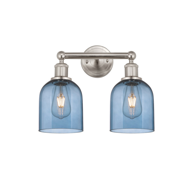 Edison Allysson 2 Light 15" Bath Vanity Light, Princess Blue, Brushed Satin Nickel