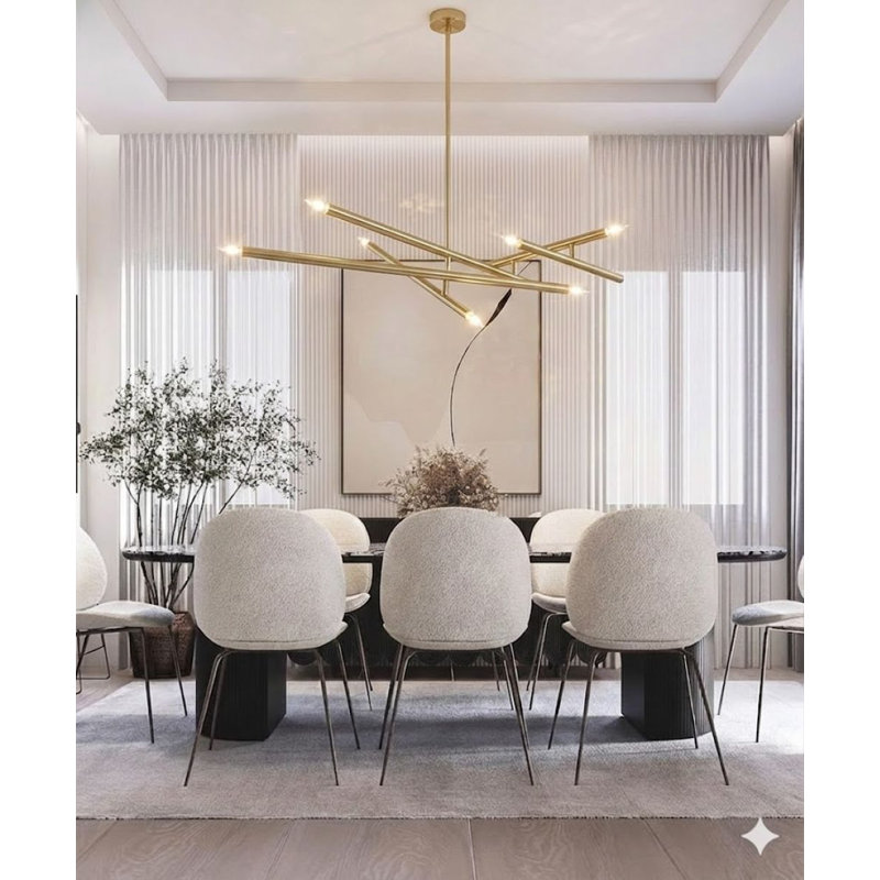 10-Light Gold Rod Match Stick Chandelier, Brass