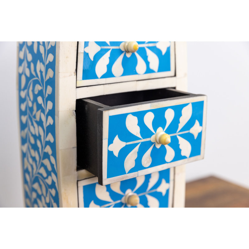 Jewelry Box + Drawers, Bone Inlay 