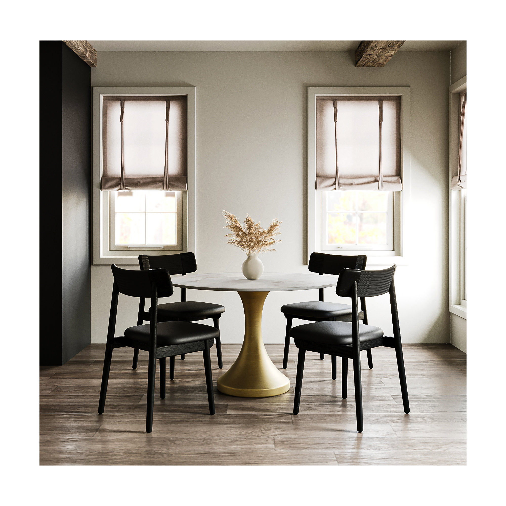 Sakina Leather Dining Chair, Black, Black