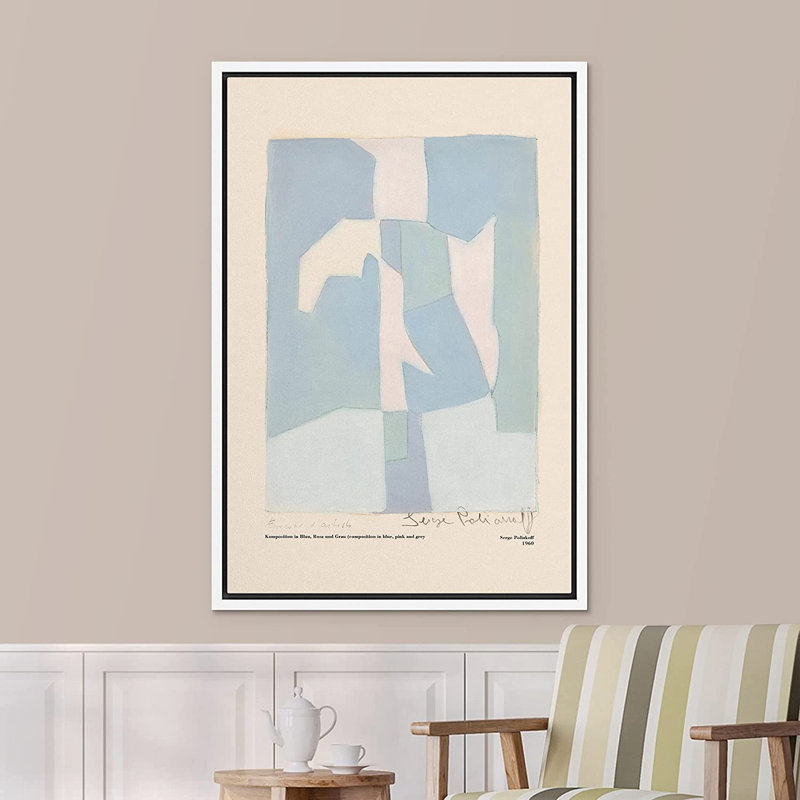 White Framed Geometric Abstract Canvas Print 16" x 24"