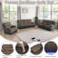 3 Pieces Power Recliner Living Room Sofa Set With Led