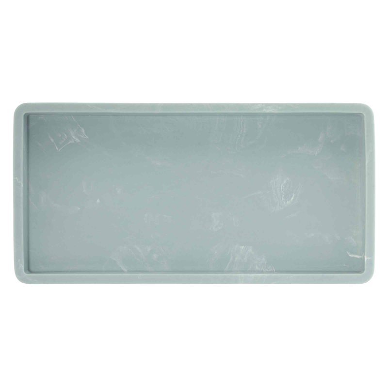 Aqua Blue Marble-Effect Resin Vanity Tray