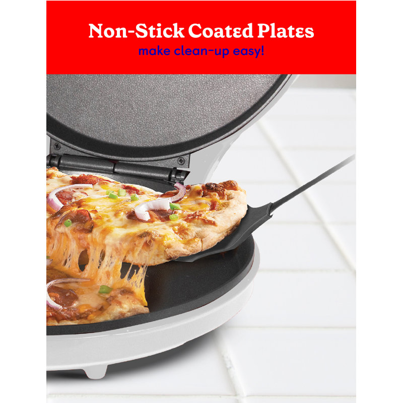BCK Series  Betty Crocker Pizza Maker Plus, 12" Indoor Electric Grill, Nonstick Griddle Pan for Pizzas and more, White