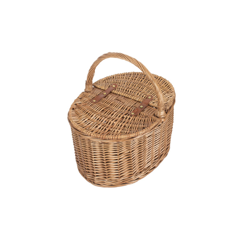 Wicker Oval Lidded Picnic Hamper Basket
