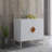 Solid Wood Square Shape Handle 2 Doors Sideboard