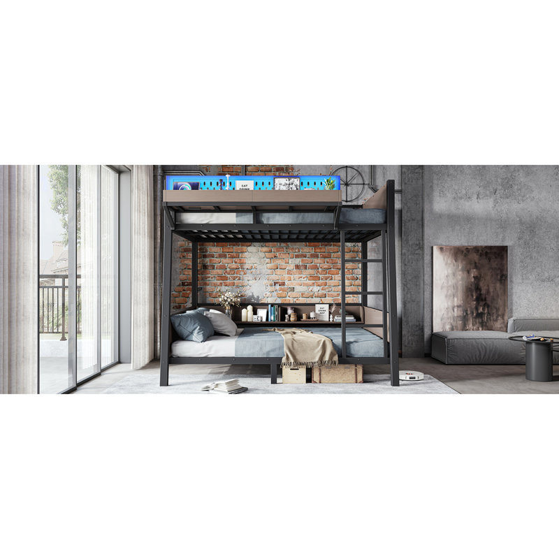 Lits avec rangement USB DEL, lit superposé simple en bois aggloméré pour enfants