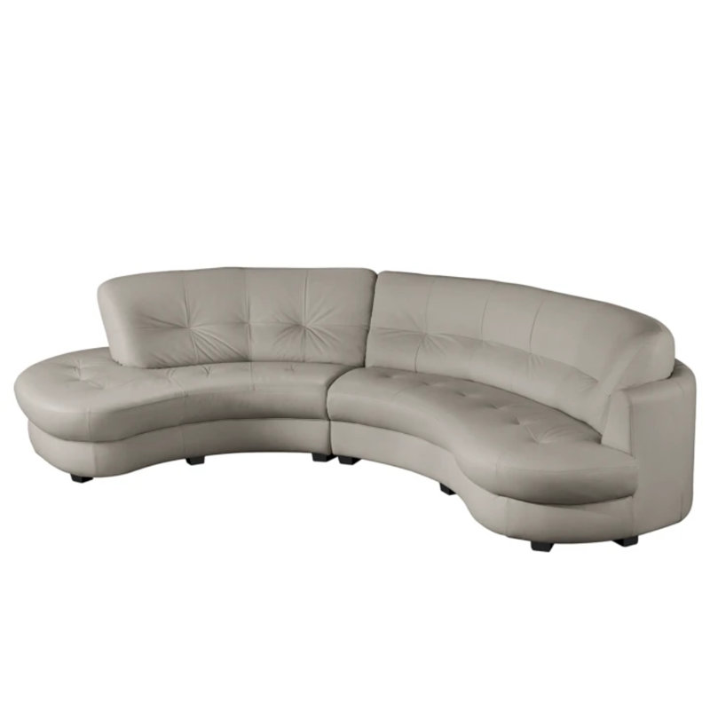 Maura Genuine Leather Curved Corner Sofa , Left Hand Facing, Light Grey