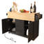 Îlot de cuisine avec 2 abattants, prise de courant, support à épices et à serviettes et 3 tiroirs-428645791