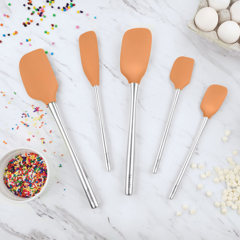 Ensemble de 5 spatules en silicone Tovolo Flex-Core avec poignées en acier inoxydable, Abricot
