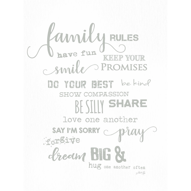 «Family Rules» par Marla Rae - reproduction sur toile tendue, L 12 po x H 16 po