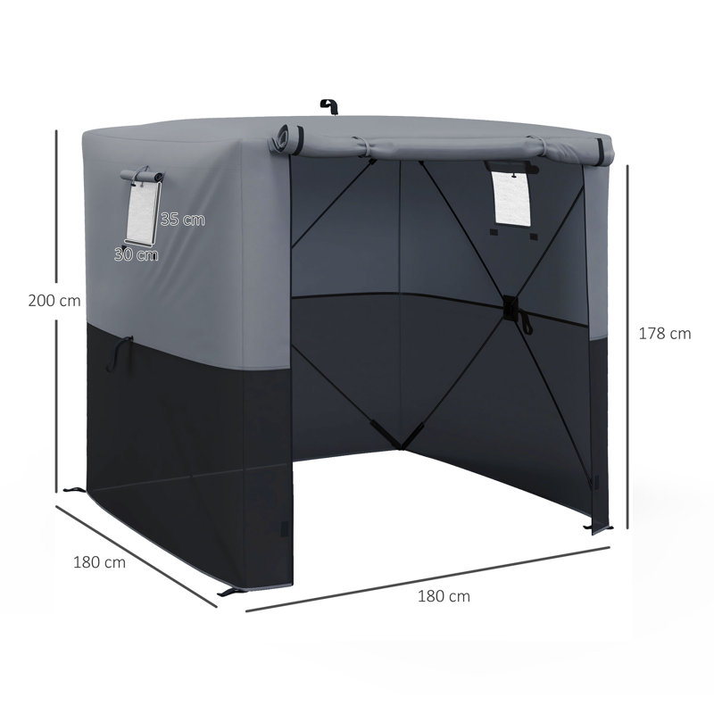2m x 2m Fibreglass Patio Gazebo, Black/Grey