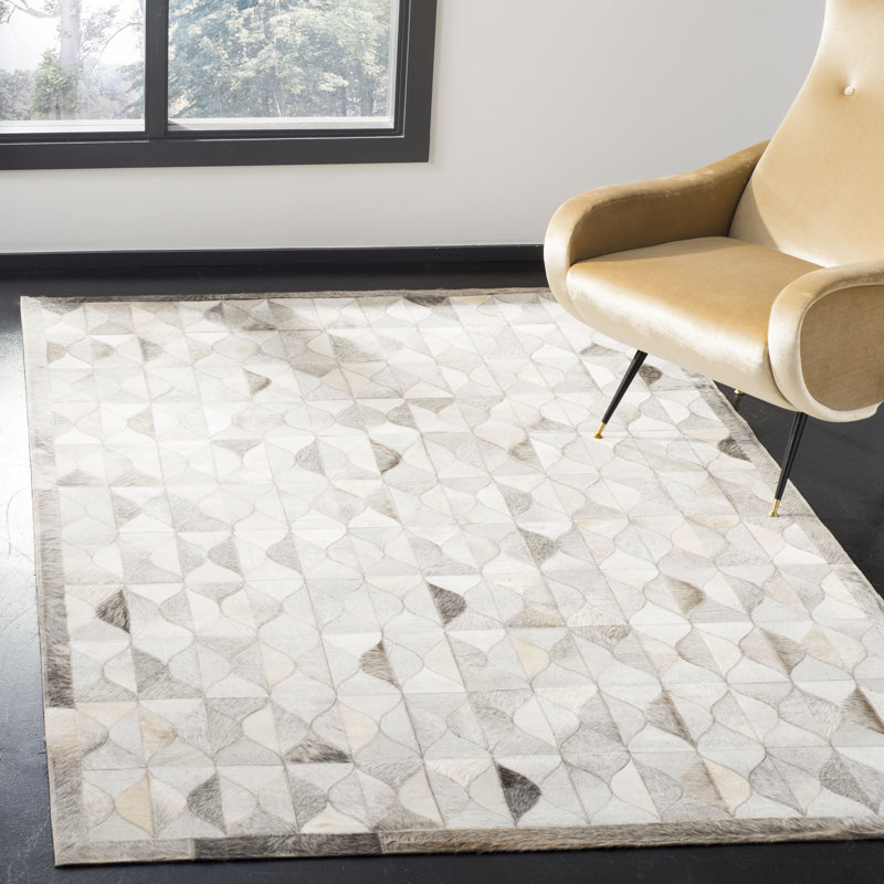 Tapis géométrique en cuir tissé à la main Wylie Studio, Rectangle 4 pi x 6 pi