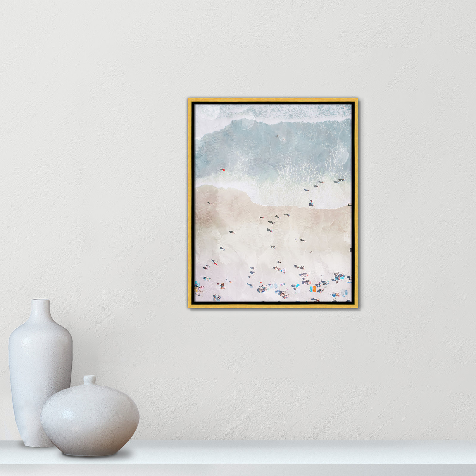 Beaching Out I Print by Milli Villa, 17.5'' W x 21.5'' H, Gold Floater
