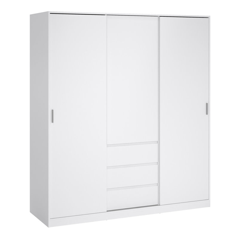 Bonaira 3 Door Manufactured Wood Wardrobe, White High Gloss