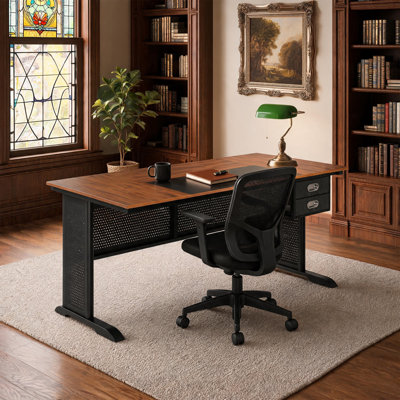 63 Inch Computer Office Desk with 2 Drawers, Modern Simple Writing Gaming Desk with Metal Frame for Home Office