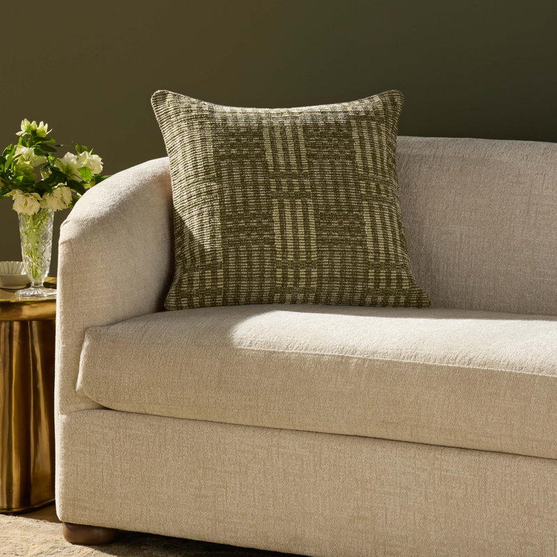 Chris Loves Julia x Loloi Vinnie Accent Pillow, Polyester, Green, Square 22"