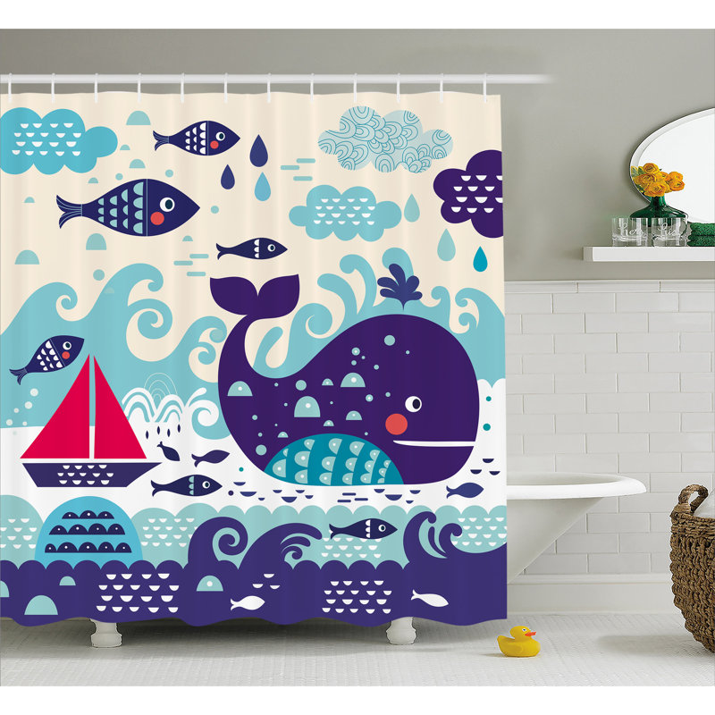 Rideau de douche Decor trafic maritime, 69" H x 75" W