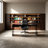 Black Tempered Glass Writing Desk With Flip-Top & Sliding Storage Drawers