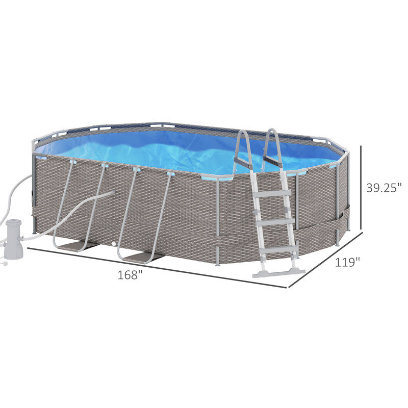 Oval Frame Set Pool 39.25'' H x 119'' W x 168'' L , with Pump Included, Grey