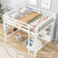 Lit mezzanine avec 8 tablettes ouvertes, blanc-1619440241