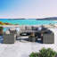 9-Pieces Outdoor Half-moon Patio Sofa Set, Round Sofa Set, Modern Style Sofa, Wicker, Cushion-126500098-126500104