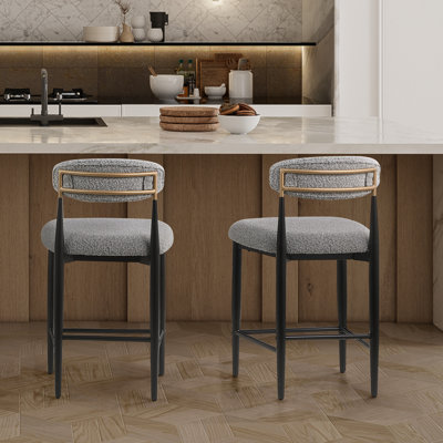 Kylil Upholstered 25.8'' Counter Stool with Metal Frame (Set of 2)