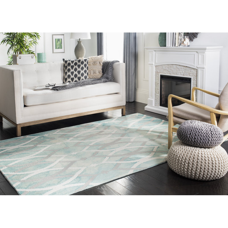 Amekia Hand Tufted Wool Geometric Rug, Rectangle 10' x 14'