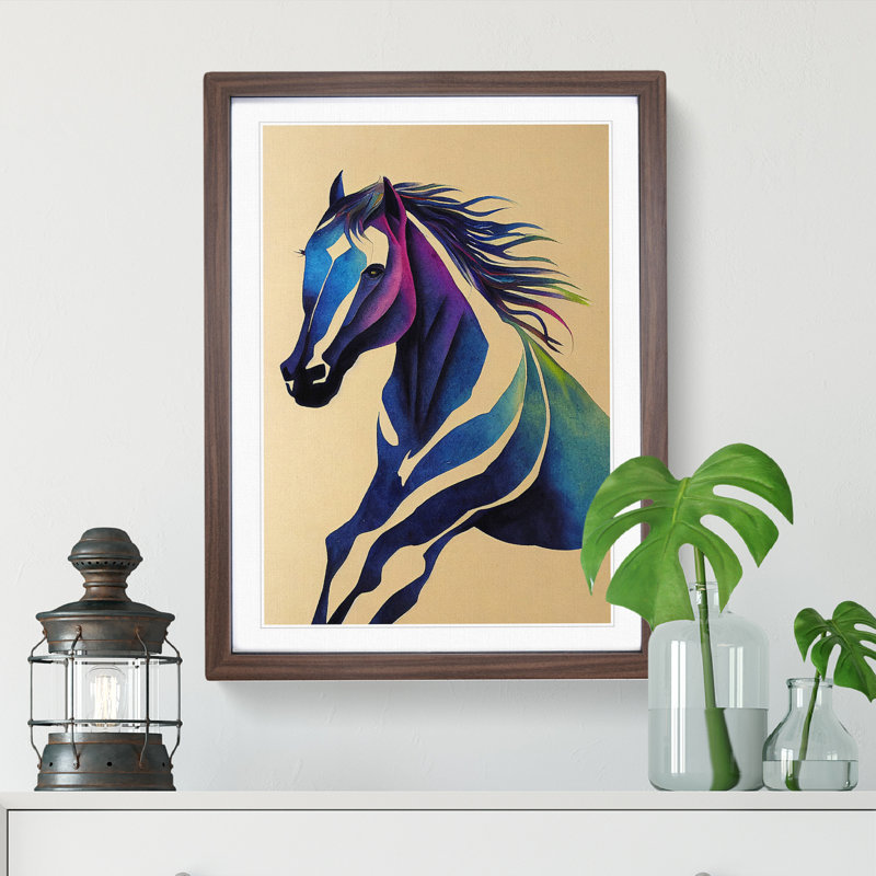 XV1022-5134X Horse No.2 - Single Picture Frame Print, 64cm H x 46cm W x 2cm D, Walnut