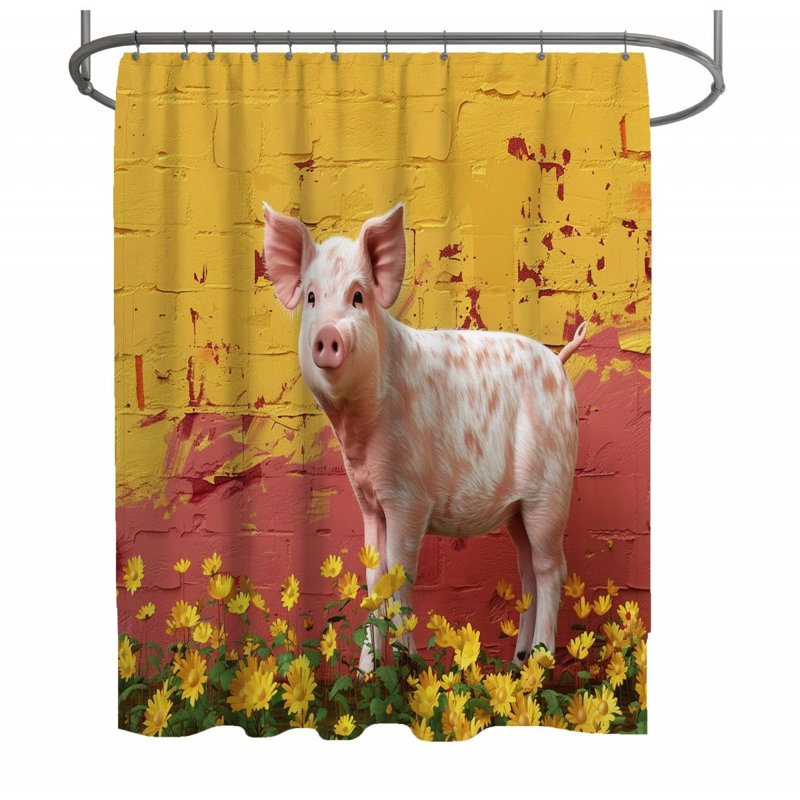 Rideau de douche porcelet - Animal Bathroom Decor_12415, H 93 po x l 70 po