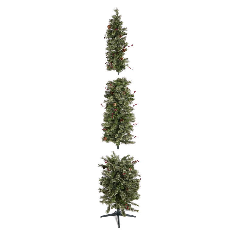 Home Heritage 9 Foot Pre-Lit Artificial Stanley Pencil Christmas Tree With Stand