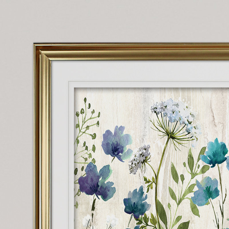 Blue Meadow - reproduction de cadre photo, Or, H 28 po x l 38 po x P 1,5 po