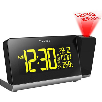 Digital Electric Alarm Tabletop Clock in Black/Silver