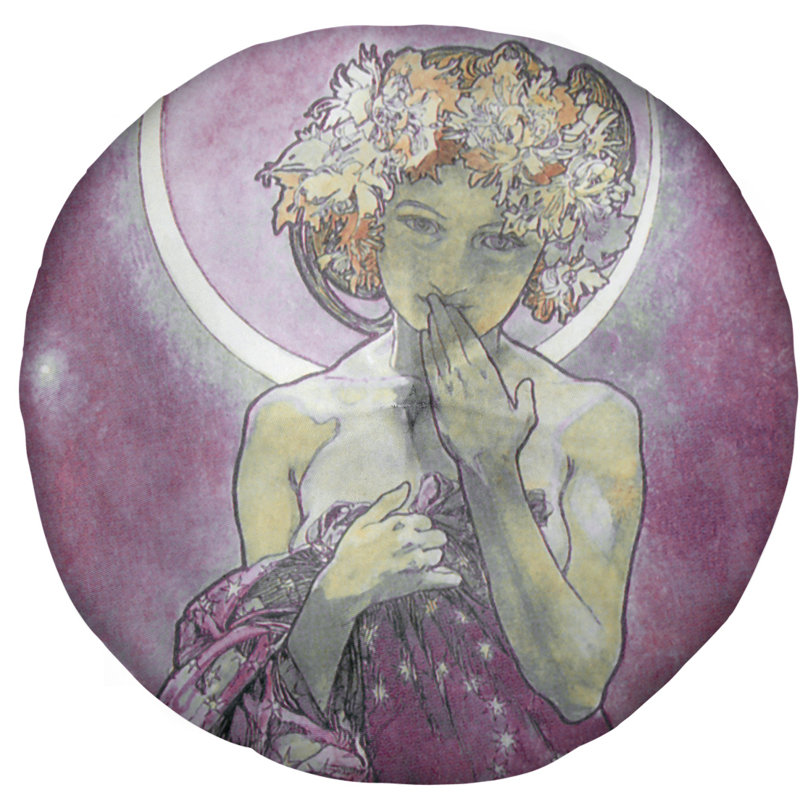Coussin de sol alphonse mucha moon star, 26 po x 26 po, Rose