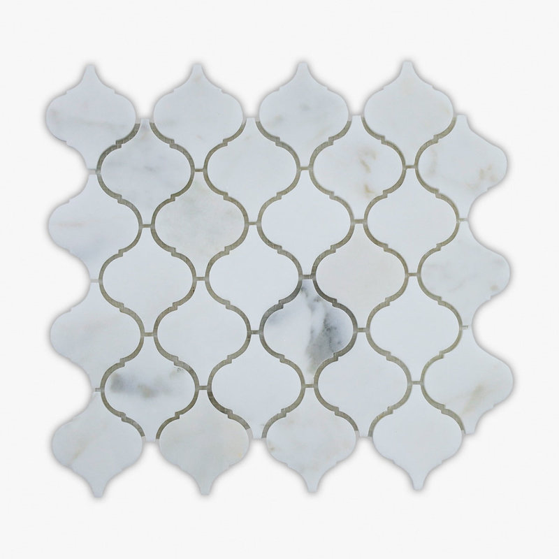 Carreau de mosaïque en marbre et mosaïque arabesque de 12 po x 12 po Calacatta Arabesque