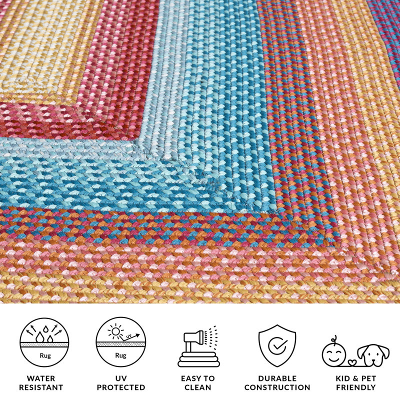 Tapis intérieur / extérieur Ceaira Performance, Red/Orange, Carré 5 pi