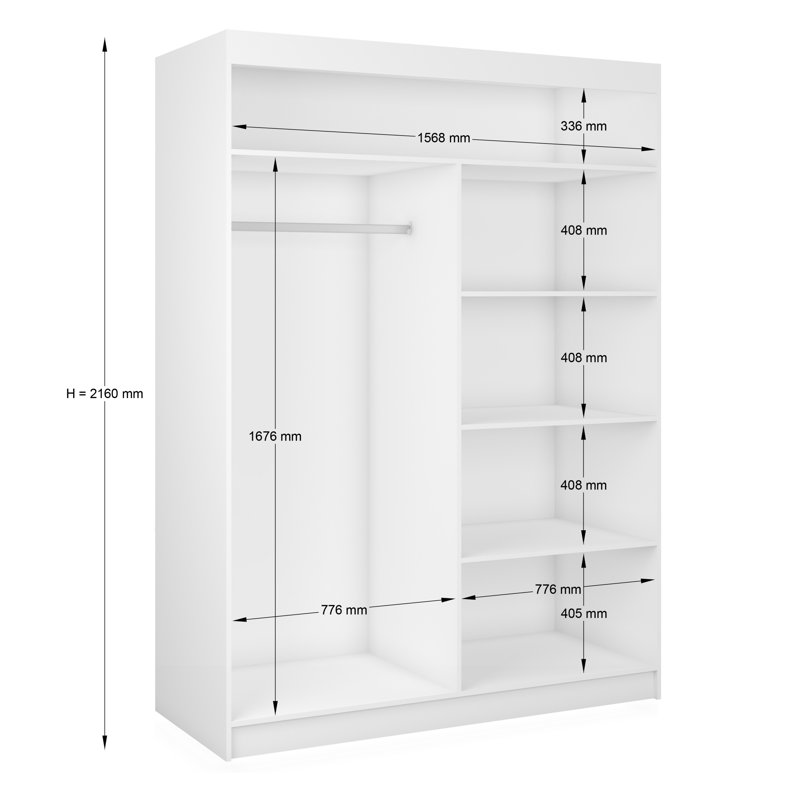 Barsha 2 Door Wardrobe, White
