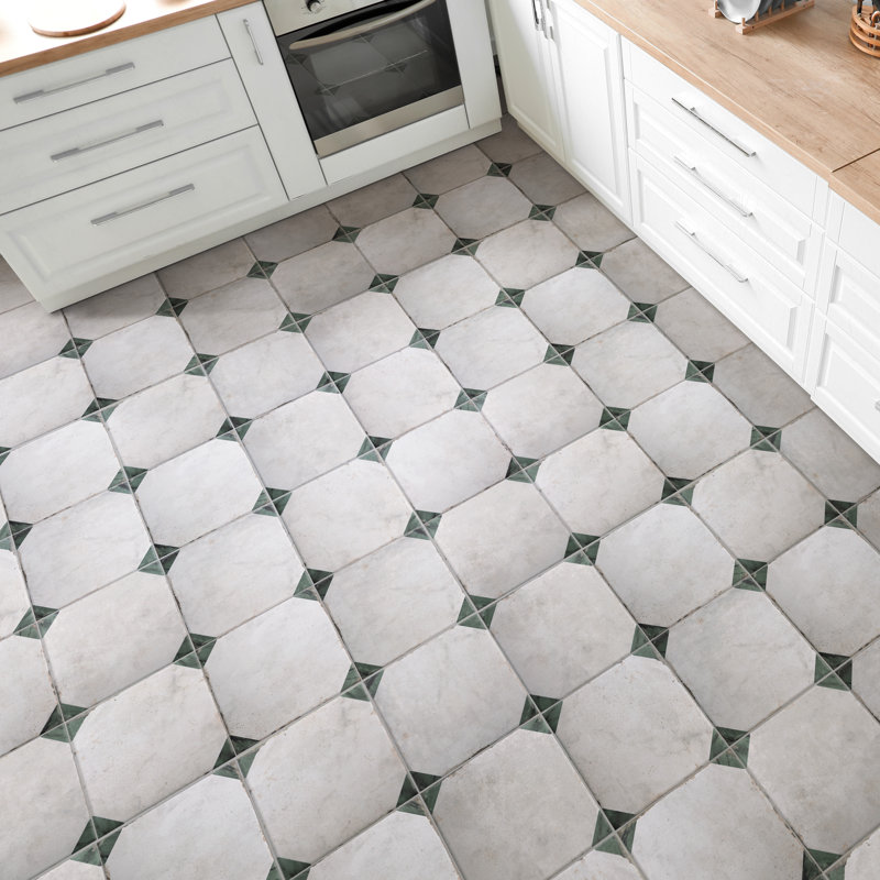 Renaissance Deco 8" x 8" Porcelain Vintage Wall & Floor Tile