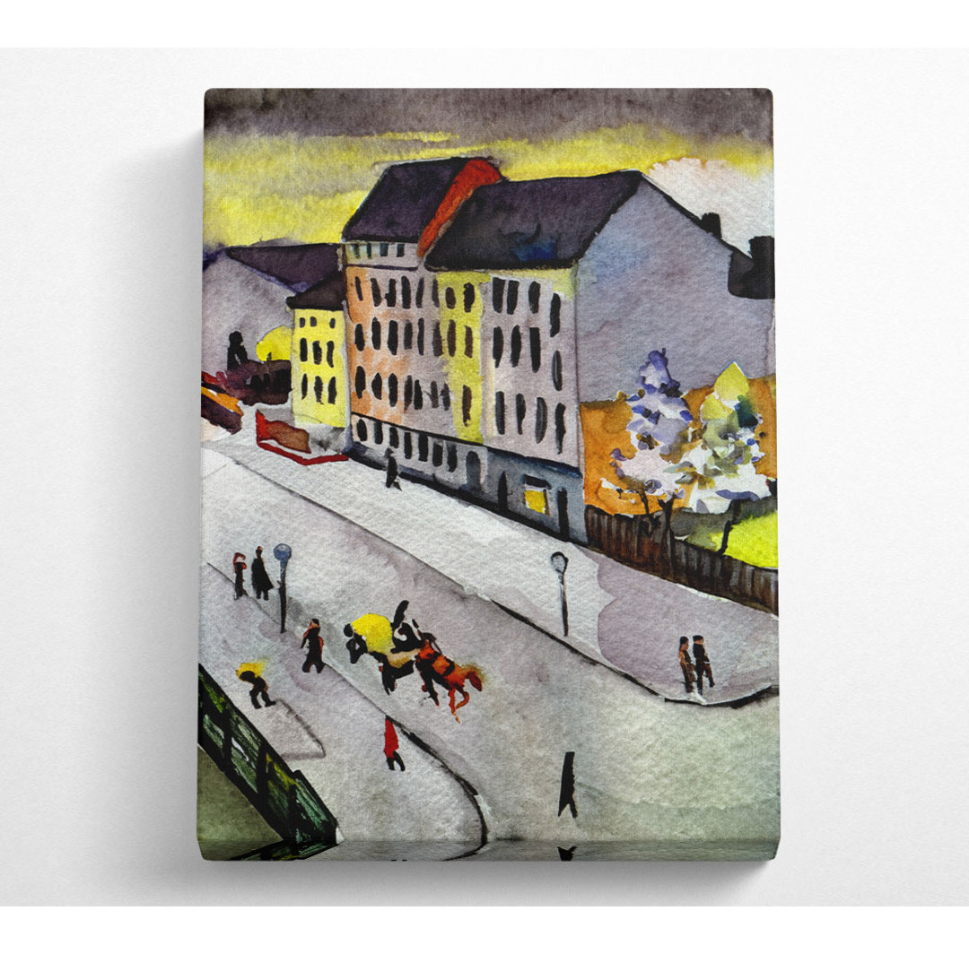 August Macke Street In Grey - Kunstdrucke auf Leinwand - Wrapped Canvas