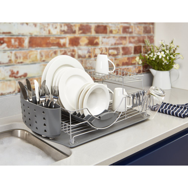 Tower T847002 Compact 2-Tier Dish Rack with Cutlery Drainer, Removable ...