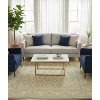 Tapis oriental tribal bleu-gris 9X12
