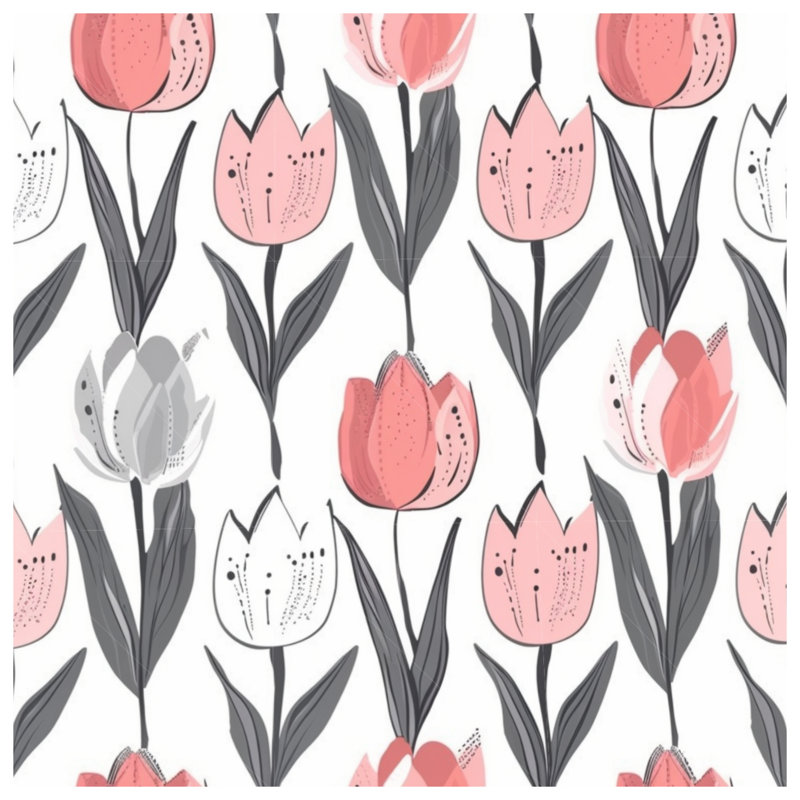 Tapisserie murale tulipe - décoration murale florale, H 104 po x 88 avec 4 œillets