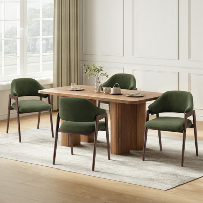 Chaise d'appoint moderne en velours avec pieds en bois massif, fauteuil rembourré pour le salon, la salle à manger et le bureau, dossier incurvé ergonomique