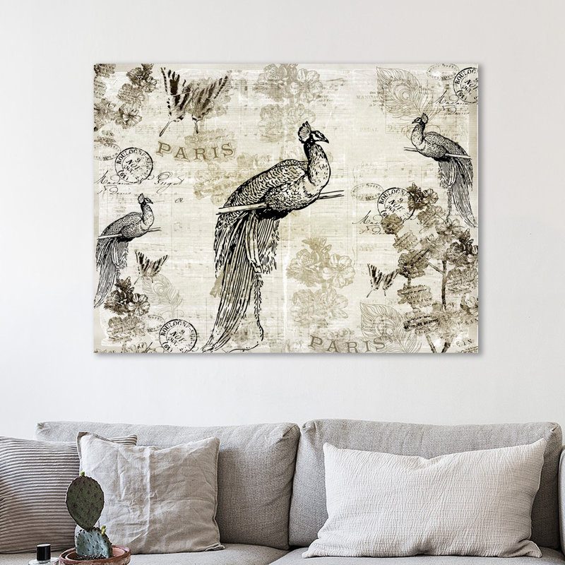 Music Notes Peacock by Kimberly Allen - Wrapped Canvas Print, 61cm H x 81cm W x 4cm D
