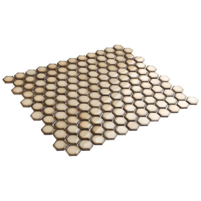 Hudson 1" Hex Atlantis 11-7/8" x 13-1/4" Porcelain Mosaic Tile, Earth