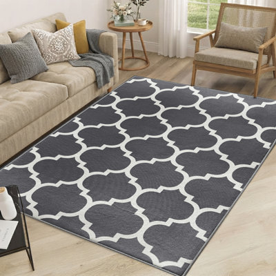 AVA Grey Machine Tufted Area Rug – Washable, Low Pile