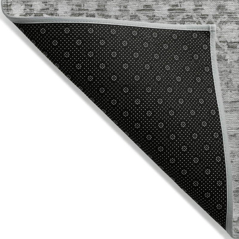Tapis intérieur / extérieur gris lavable à la machine Xhevrie, Rectangle 10 pi x 14 pi